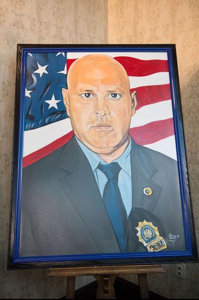 painting portrait of Brian “Smiles” Simonsen