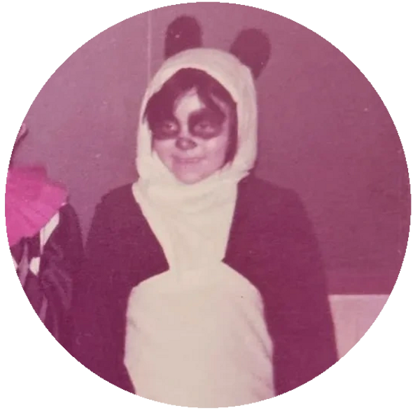 Dr. Karina in a Panda Bear Outfit as a child.