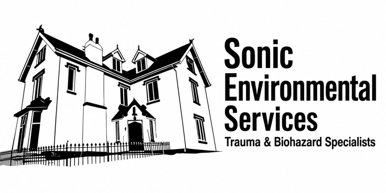 Logo of Sonic Environmental Services with a house illustration.