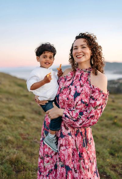 Adriana Palmeira, founder of Pixie Nursery School, with her son Atlas.