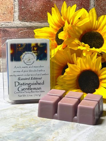 Wax melts with a sunflower backdrop and brick wall.