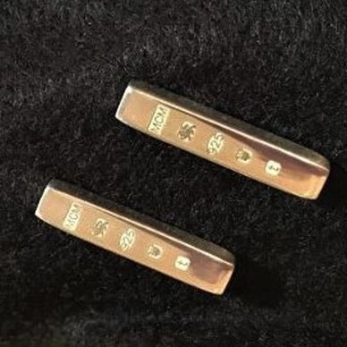 Unique sterling solid silver bar earrings