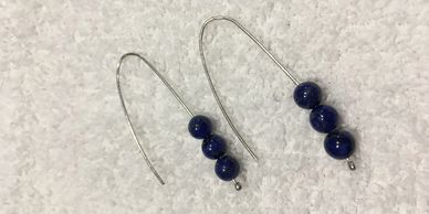simple silver wire earrings with lapis lazuli stones
