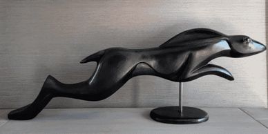 composite sculpture of a hare black