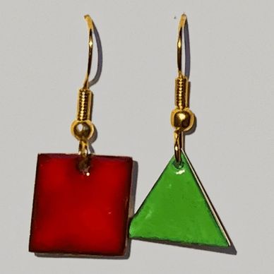 red and green enamelled earrings sailing navigation