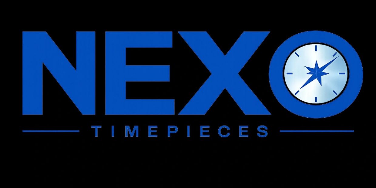 Logo of NEXO Timepieces with a clock design.
