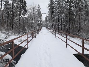 Snow covered bridge, snow, snowy, idaho, trails near me, snowy trail