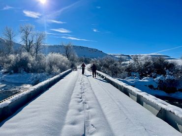 Snow covered bridge, idaho, Weiser river, Trails near me, snowy, snow, trail