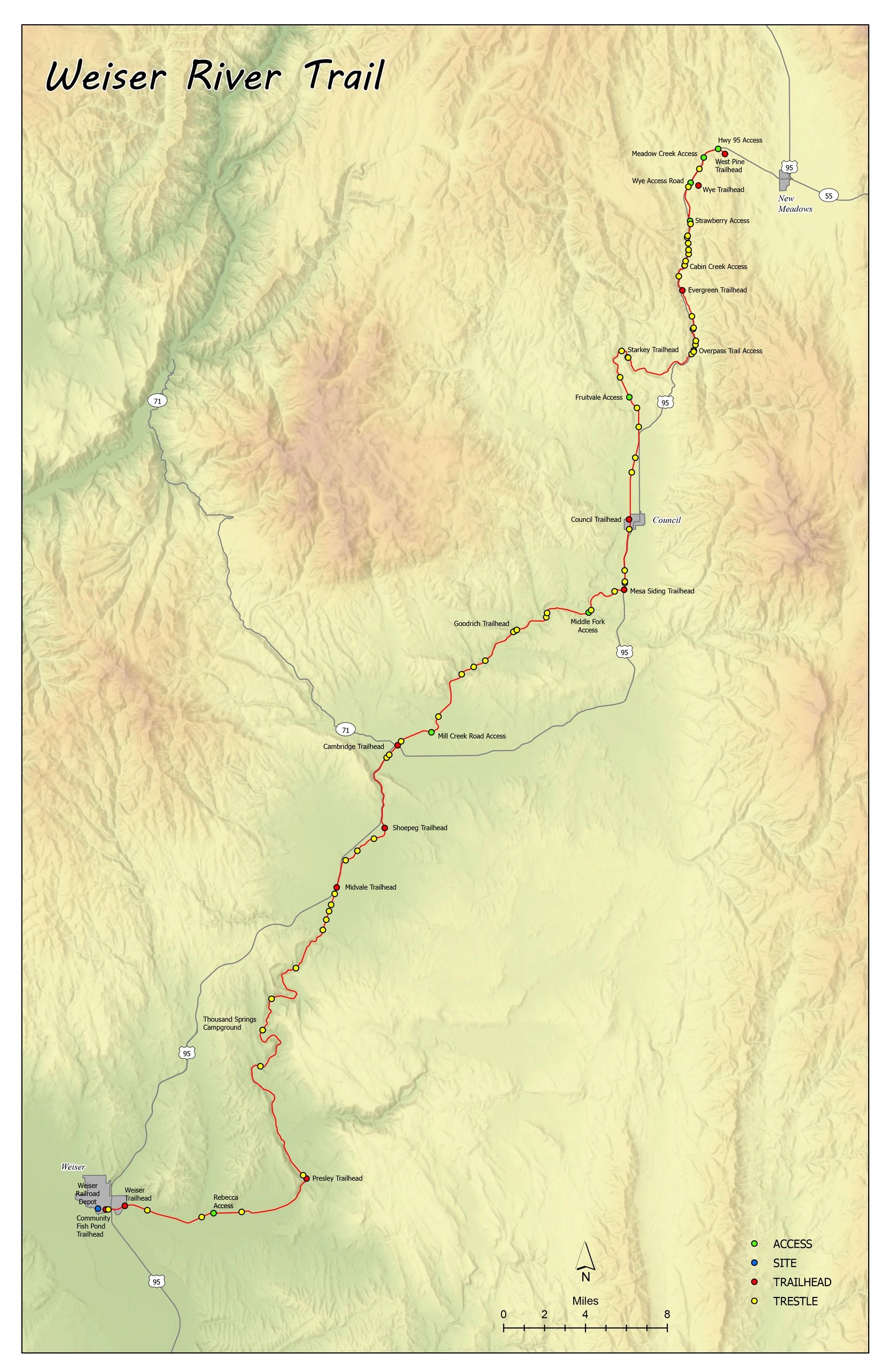 Weiser river trail, trail along river, biking hiking trial, idaho