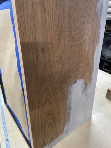 Klipsch Heresy Restoration in progress. Preparation Filled with Wood Bondo.