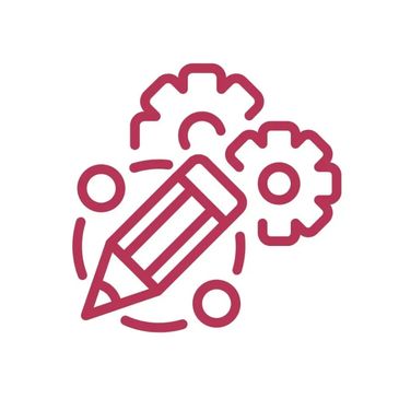 Icon of a pencil with gears representing creative design and engineering.