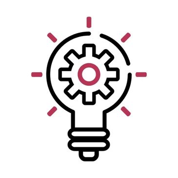 Lightbulb with gear symbolizes innovative ideas and solutions.