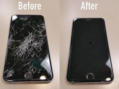 A before and after photo of some iPhone screen repairs we did for a chicago customer