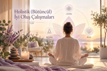 Kadın, holistik iyileşme için meditasyon yapıyor.