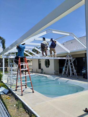 Our Mansard pool enclosures enhance the appearance of your swimming pool area.