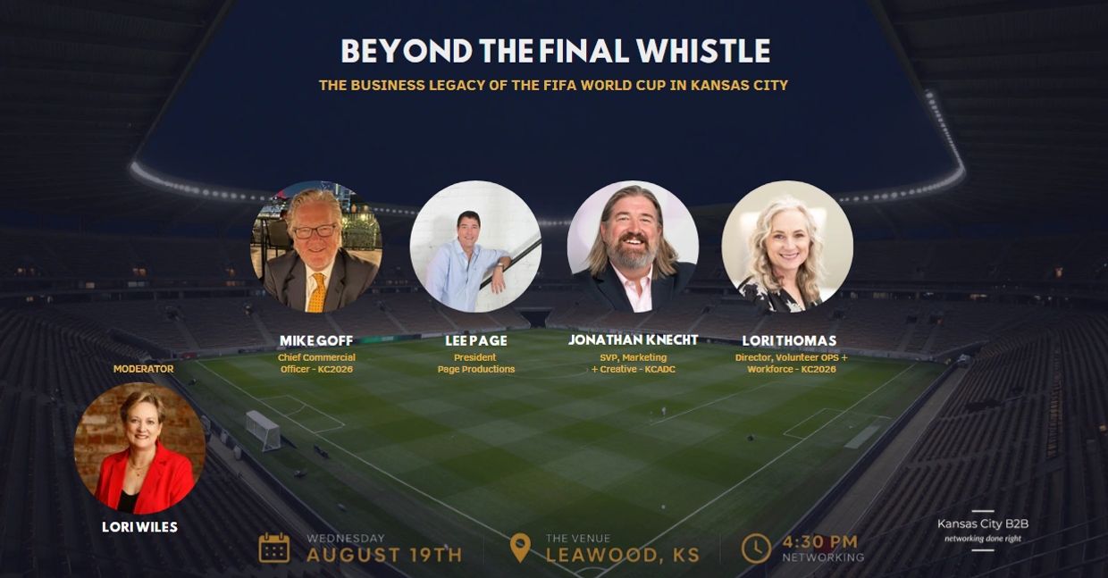 Business panel event on FIFA World Cup legacy in Kansas City with speakers and networking.