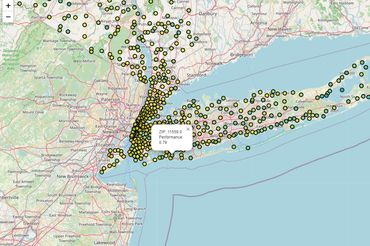 Geospatial Analysis Map, Sales Heatmap by ZIP Code, Location-Based Performance Insights