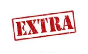 Red stamp with the word EXTRA on a white background.