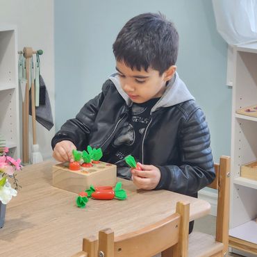 “Help me do it myself.” – Maria Montessori
Building independence one step at a time.