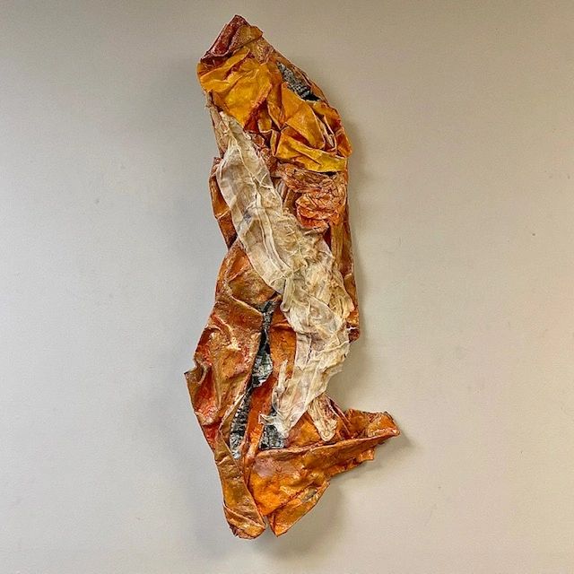 31" H x 9" w, Canvas, wire, monotype, cheesecloth, encaustic, oil, acrylic, pastel,