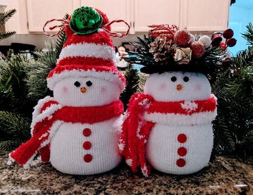 Snow couple - made with socks, rice and accoutrements