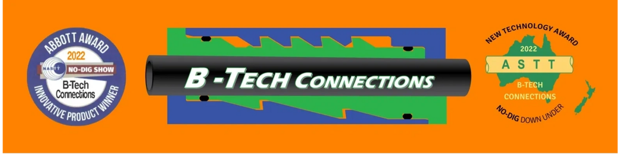 B-Tech Connections Logo with 2 award logos for 2022