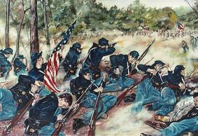 The 12th Michigan Volunteer Infantry at Shiloh, April 6, 1862.  Painting by Darren Smith