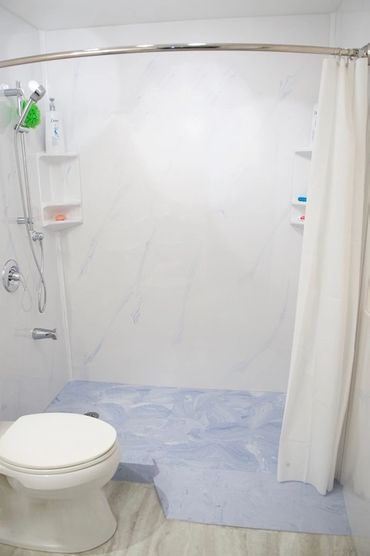 Barrier free wheelchair accessible shower after this bathroom renovation