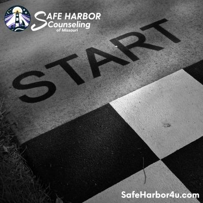 Start line painted on pavement