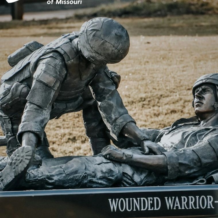 Wounded warrior statue