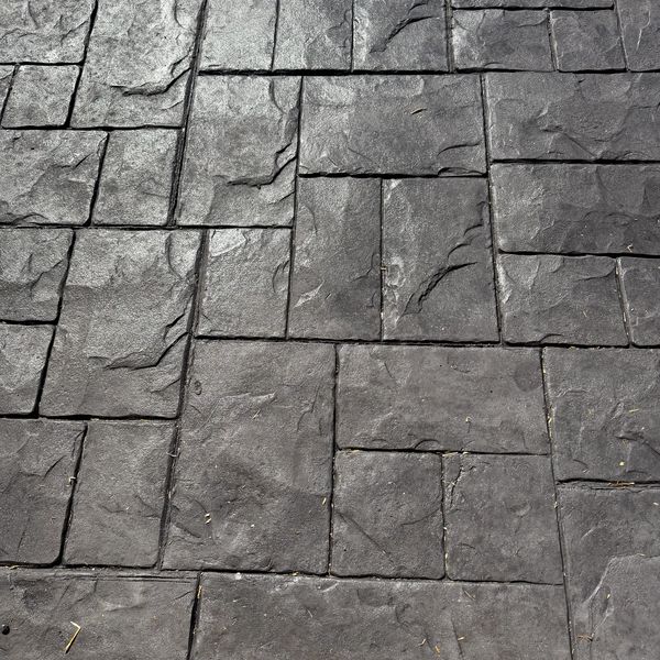 Slate-stamped/slate colored concrete patio. Kansas city