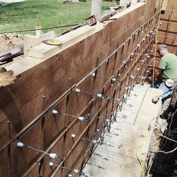 The form work for large concrete retaining walls that we were preparing to pour.
