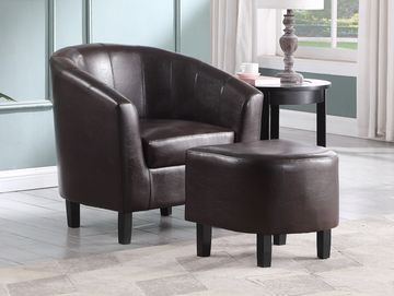 Wesley tub chair with ottoman PU faux leather barrel accent chair