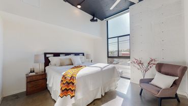 master bedroom los feliz condo industrial modern contemporary for sale