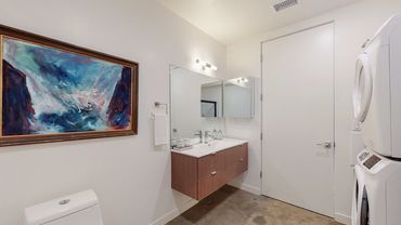 bathroom washer dryer contemporary industrial los feliz condo for sale