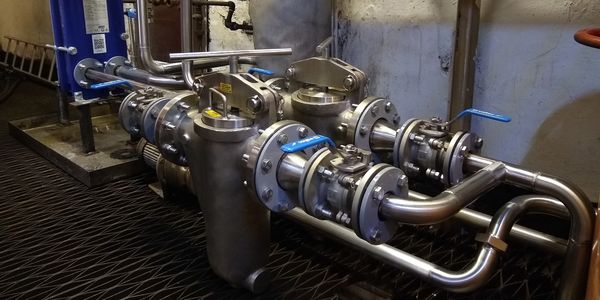 A.A Simpson Industrial Pipework heat exchanger and filters install stainless steel 