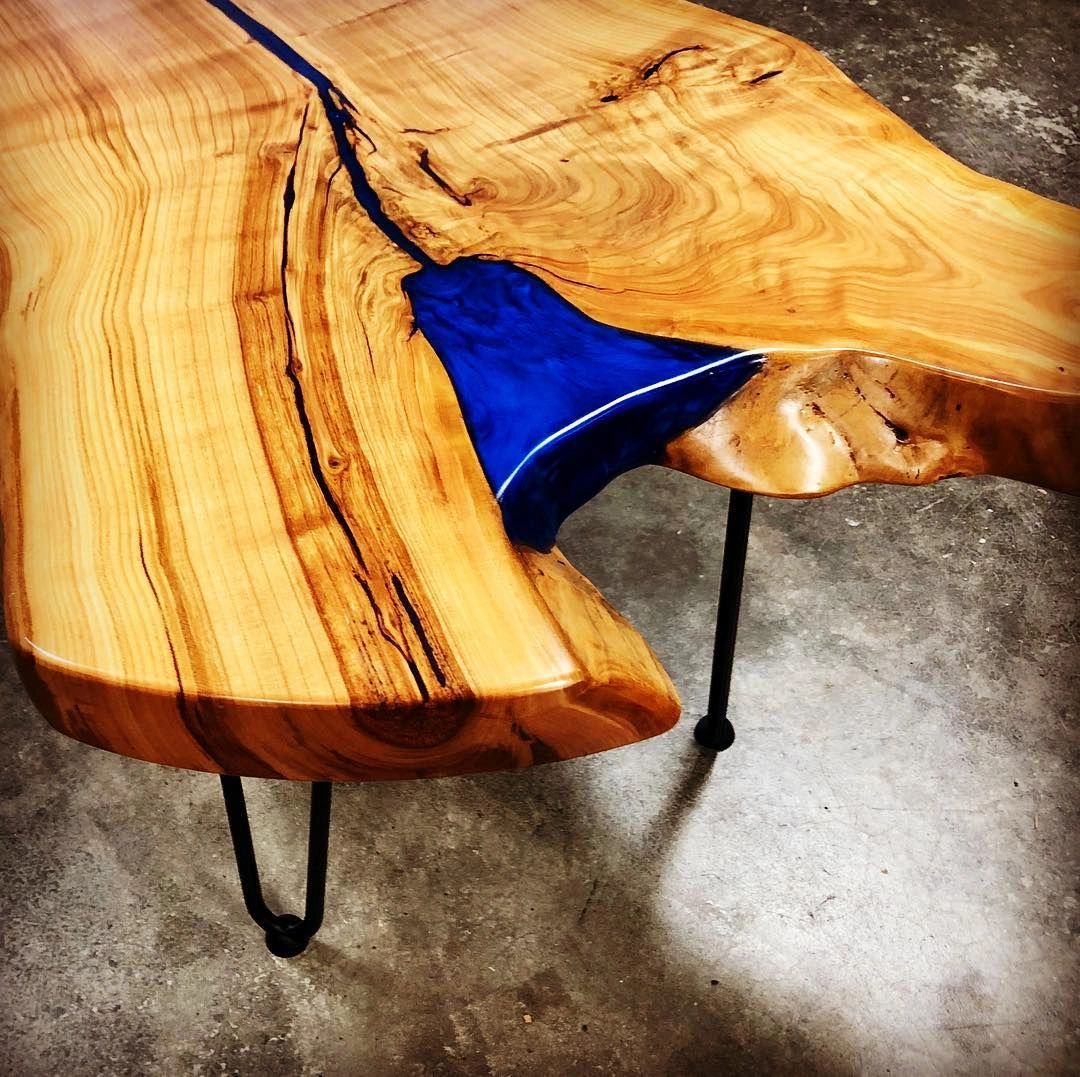 Cherry Side Table with Epoxy Inlay.