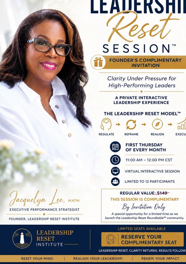 Leadership Reset Session complimentary invitation for high-performing leaders.