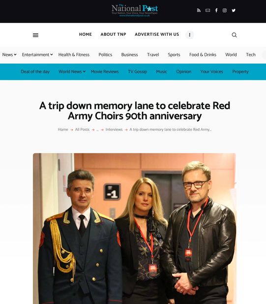 Le Chef des choeurs de l'armée Rouge G.Sachenyuk avec Nathalie Lallement et Thierry Wolf, P-D.G FGL