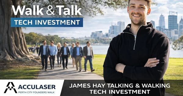 James Hay leading a tech investment walk and talk event.