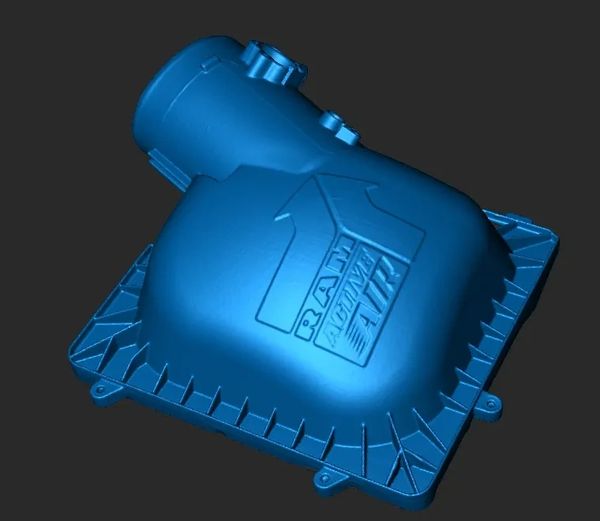 3D model of a RAM Air Filter housing in blue.