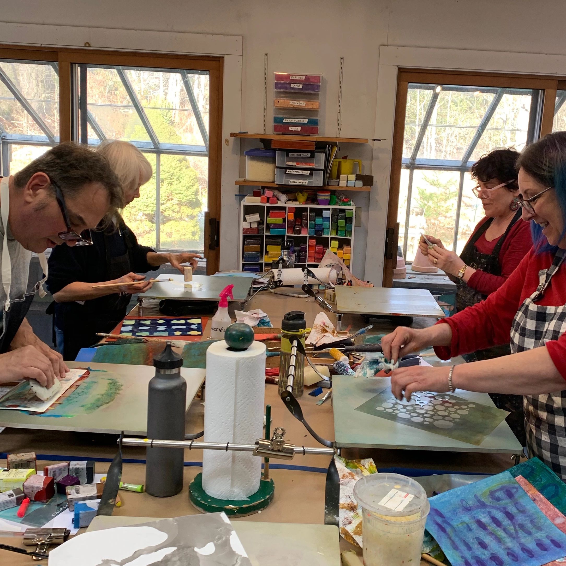 I teach in my fully equipped Weston, CT studio and Demo R&F Encaustic Paint and Pigment Sticks. FUN!