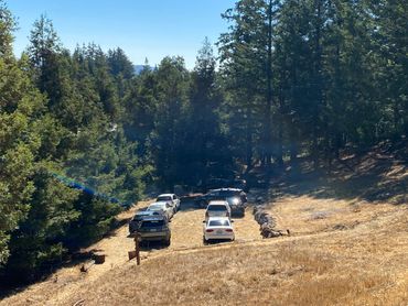 Lower parking lot surrounded by nature
