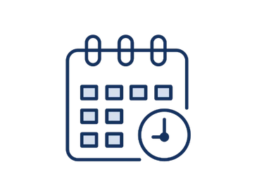Calendar icon with clock.