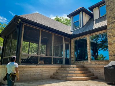 Owner Andrew upon completion of a gutter installation by Eternal Gutters