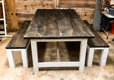 Pine Farmhouse Table stained and painted