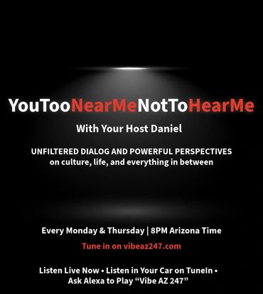 Promotional image for the podcast 'YouTooNearMeNotToHearMe' with host Daniel, discussing culture and life.