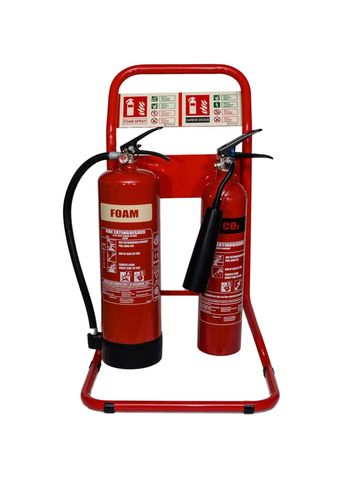 TUBULAR FIRE EXTINGUISHER STAND RED DOUBLE SINGLE SIGNAGE NOTTINGHAM DERBY LEICESTER LINCOLN NEWARK
