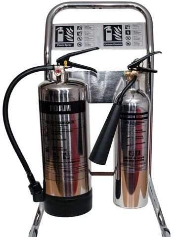 TUBULAR FIRE EXTINGUISHER STAND CHROME DOUBLE SINGLE NOTTINGHAM DERBY LEICESTER LINCOLN NEWARK