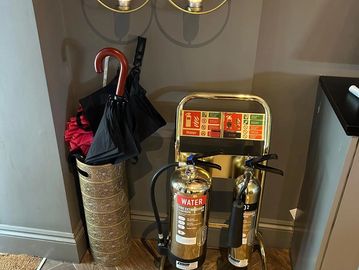 POLISHED GOLD CONTEMPO FIRE EXTINGUISHER NOTTINGHAM DERBY LEICESTER LINCOLN NEWARK MANSFIELD LOUGHBO